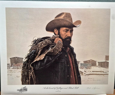 James Bama and Bob Edgers Signed Limited Edition Lithograph Print: "At the Burial of Gallager and Blind Bill" James Bama and Bob Edgers Signed Limited Edition Lithograph Print: "At the Burial of Gallager and Blind Bill"