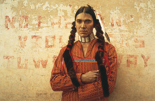 James Bama Hand Signed and Numbered Limited Edition Anniversary Canvas Giclee:"Contemporary Sioux Indian"