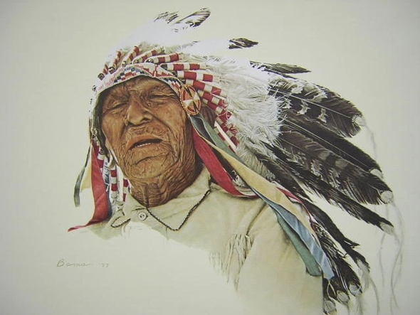 James Bama Signed and Numbered Limited Edition Lithograph: "Crow Indian"
