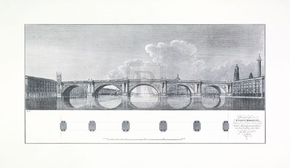 James Basire Hand Numbered Limited Edition Print on Paper :"Design for a Stone Bridge"