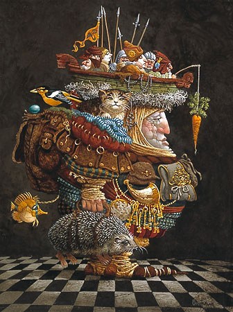 JAMES C CHRISTENSEN 11X15 Secondary Market Art: "BURDEN RESPONSIBLE MAN"
