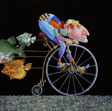 JAMES C CHRISTENSEN 12X12  Secondary Market Art: "RESISTANCE TRAINING CNV"