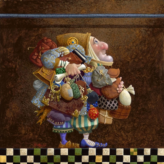 JAMES C CHRISTENSEN 14X14 Secondary Market Art: "HOLD TO THE ROD RM"