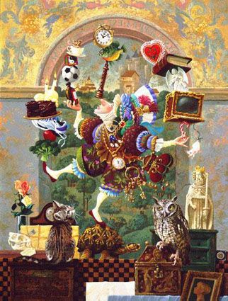 JAMES C CHRISTENSEN 19X25 Secondary Market Art: "BALANCING ACT"