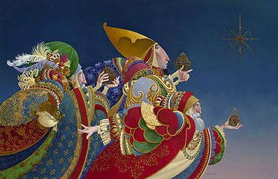 JAMES C CHRISTENSEN 21X14 Secondary Market Art: "WE THREE KINGS"