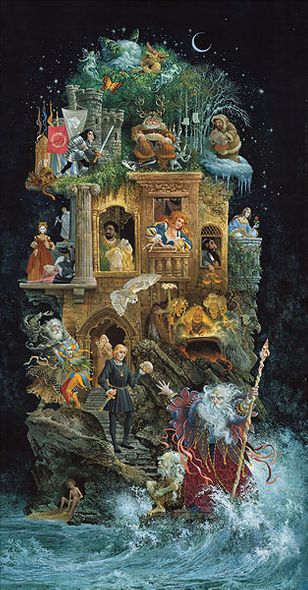 JAMES C CHRISTENSEN 21X40 Secondary Market Art: "SHAKESPEAREAN FANT CNV"