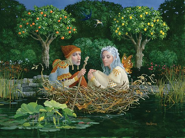 JAMES C CHRISTENSEN 24X18 Secondary Market Art: "NEST APGCNV"