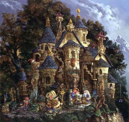 JAMES C CHRISTENSEN 27X26 Secondary Market Art: "COLLEGE MAGICAL KNOWLE"
