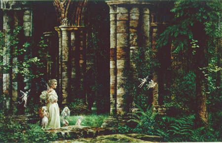 JAMES C CHRISTENSEN 29X20 Secondary Market Art: "QUEEN MAB IN THE RUINS"
