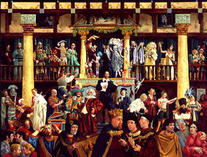 JAMES C CHRISTENSEN 29X38 Secondary Market Art: "ALL WORLD STAGE GCV"