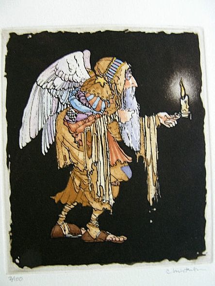 JAMES C CHRISTENSEN 6X7 Secondary Market Art: "OLDEST ANGEL ETCH"