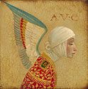 JAMES C CHRISTENSEN 8X8 Secondary Market Art: "ANGEL WITH EPAULET CNV"