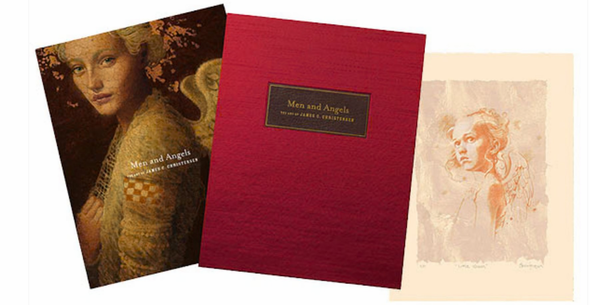 James C. Christensen Autograph Book and Stone Litho Print Set:"Men and Angels"