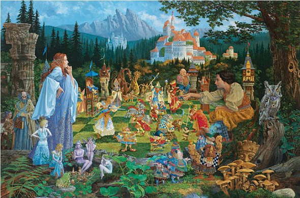 James C. Christensen Artist Proof Canvas Giclee:"The Chess Match" 