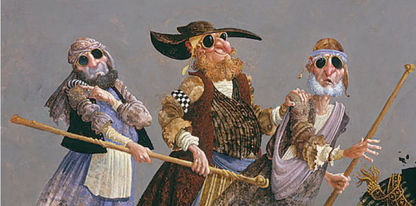 James C. Christensen Artist Proof Canvas Giclee:"The Blind Leading the Blind"