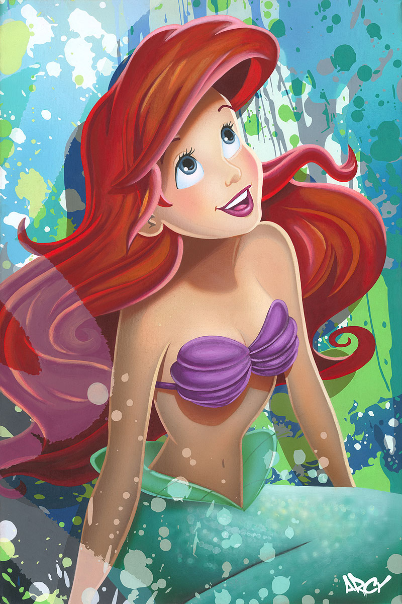 ARCY Artist Signed Hand-Embellished Ltd Ed Gallery Wrap Canvas:"The Little Mermaid"