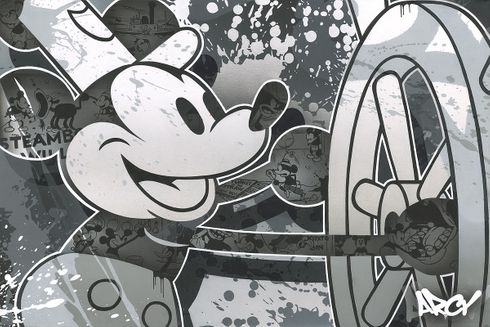 ARCY Artist Signed Hand-Embellished Ltd Ed Gallery Wrap Canvas:"Steamboat Willie"