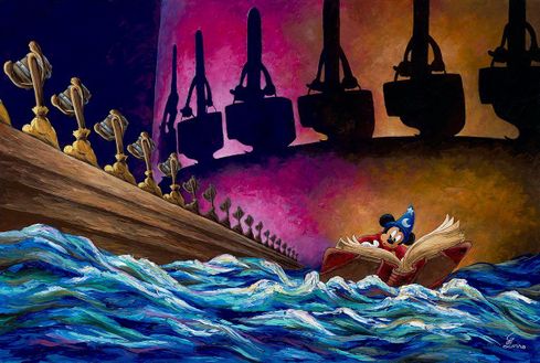 Jennifer Lana Signed Disney Ltd Ed Gallery Wrap Canvas:"Enchanted Brooms"