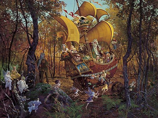 James Christensen Artist Signed Limited Editio Print:"Flight of The Fablemaker"
