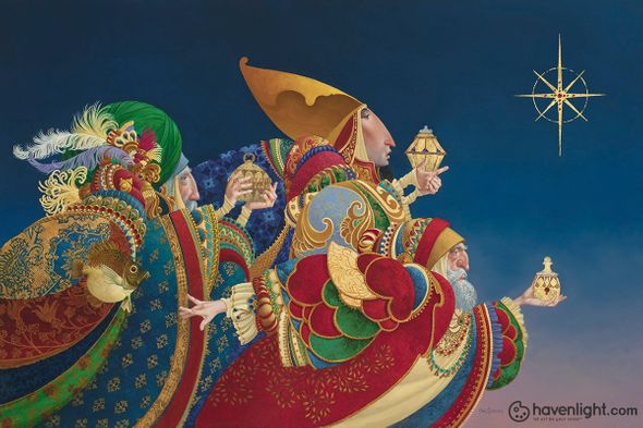 James Christensen Fine Art Canvas Giclee: "We Three Kings"