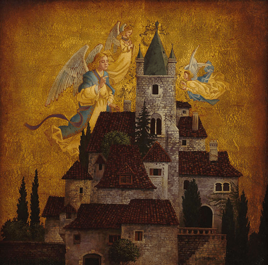 James Christensen Handsigned and Numbered Limited Edition Print:"Angels of My Village "
