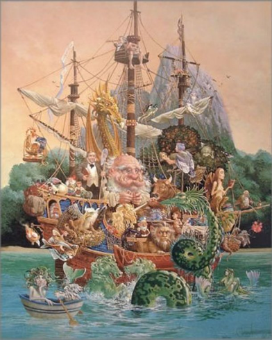 James Christensen Artist Proof Lithograph on Paper:"Voyage of the Basset"