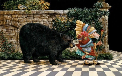 James Christensen Signed and Numbered Limited Edition  616/85 Lithograph: "Lawerence Pretending Not To Notice The Bear"