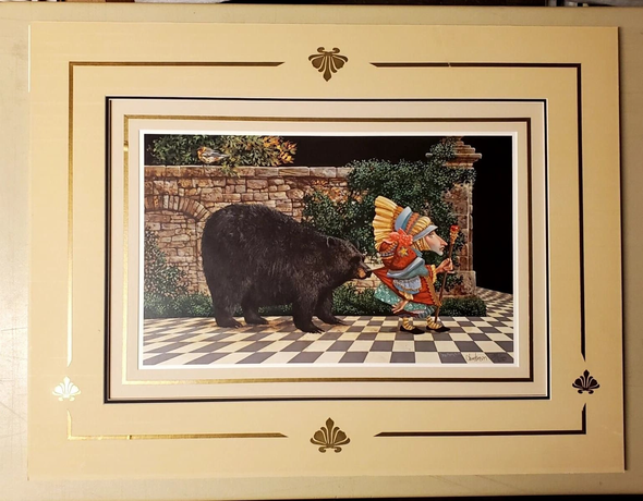 James Christensen Signed and Numbered Limited Edition  Lithograph: "Lawerence Pretending Not To Notice The Bear"