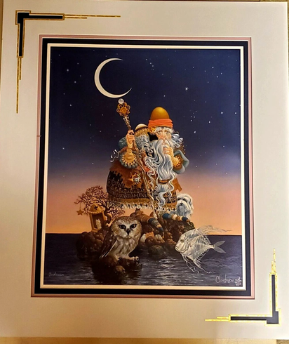 James Christensen Signed and Numbered Limited Edition Lithograph: "The Man Who Minds the Moon" James Christensen Signed and Numbered Limited Edition Lithograph: "The Man Who Minds the Moon"