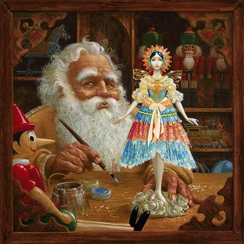James Christensen Signed and Numbered Limited Edition Offset Lithograph: "A Gift For Mrs Claus" James Christensen Signed and Numbered Limited Edition Offset Lithograph: "A Gift For Mrs Claus"