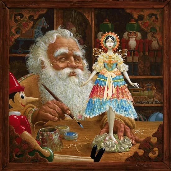 James Christensen Signed and Numbered Limited Edition Offset Lithograph: "A Gift For Mrs Claus"