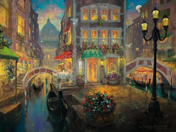 James Coleman Hand Signed and Numbered Limited Edition Canvas Giclee:" Finding Love in Venice"