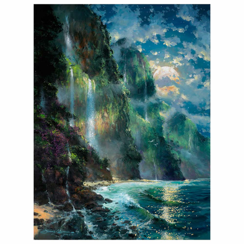 James Coleman Hand Signed and Numbered Limited Edition Giclee on Canvas:"Napali Moon"