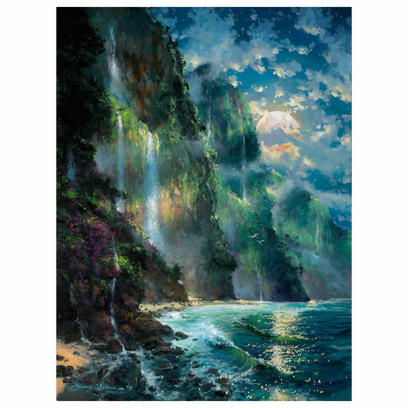 James Coleman Hand Signed and Numbered Limited Edition Giclee on Canvas:"Napali Moon"