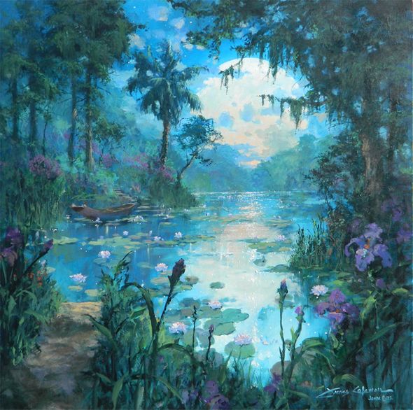 James Coleman Hand Signed and Numbered Limited Edition Hand Embellished Giclee on Canvas:"In The Glow of Midnight"