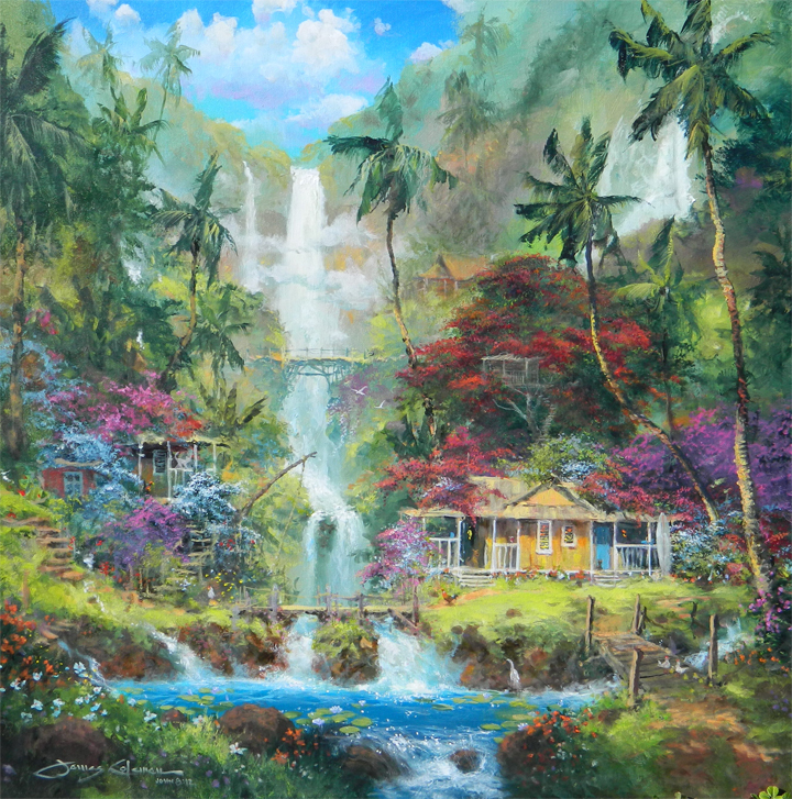 James Coleman Hand Signed and Numbered Limited Edition Hand Embellished Giclee on Canvas:"Surrender to Aloha"