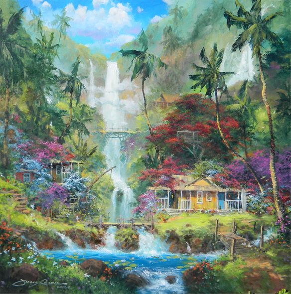 James Coleman Hand Signed and Numbered Limited Edition Hand Embellished Giclee on Canvas:"Surrender to Aloha"