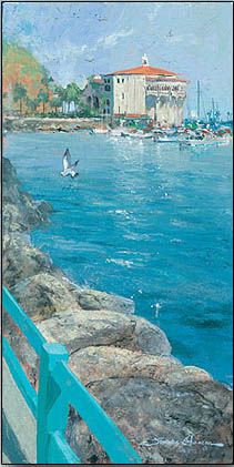 James Coleman Handsigned and Numbered Limited Edition Embellished Giclee on Canvas:"Along Casino Walk"