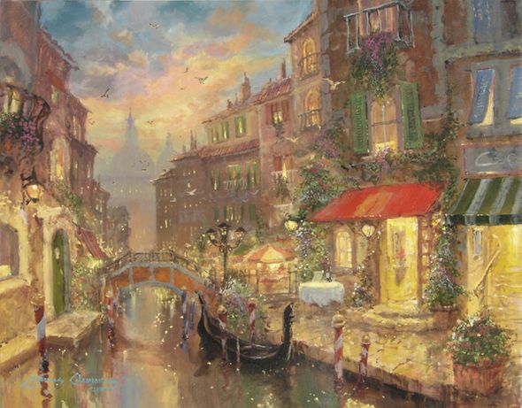 James Coleman Handsigned and Numbered Limited Edition Embellished Giclee on Canvas: "As Evening Unfolds"