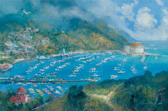 James Coleman Handsigned and Numbered Limited Edition Embellished Giclee on Canvas:"At Home in Avalon"