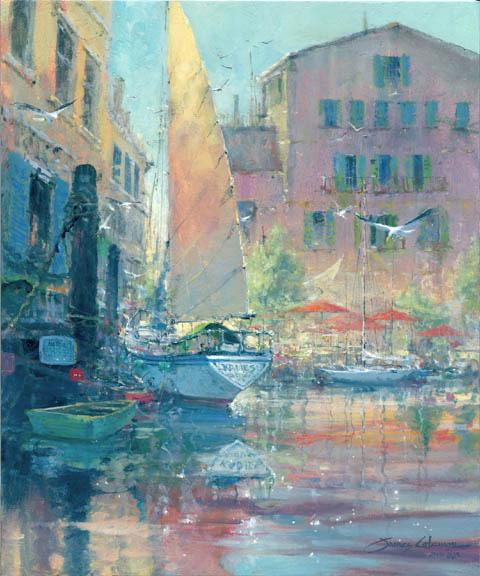 James Coleman Handsigned and Numbered Limited Edition Embellished Giclee on Canvas:"Harbour Sounds"