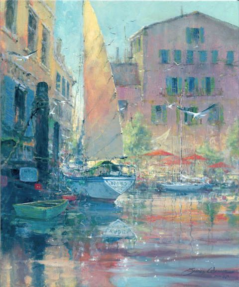 James Coleman Handsigned and Numbered Limited Edition Embellished Giclee on Canvas:"Harbour Sounds"