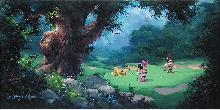 James Coleman Handsigned and Numbered Limited Edition Embellished Giclee on Canvas: "On the Green"