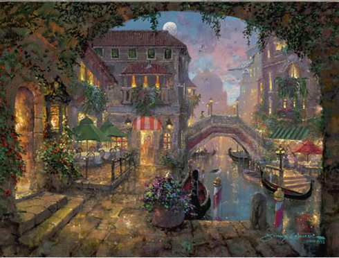 James Coleman Handsigned and Numbered Limited Edition SN Embellished Giclee on Canvas:"Venice Twilight"