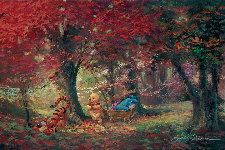 James Coleman Signed and Numbered Hand Embellished Limited Edition Giclee on Canvas:"Adventure in the Woods"