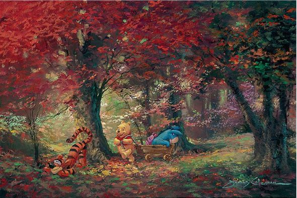 James Coleman Signed and Numbered Hand Embellished Limited Edition Giclee on Canvas:"Adventure in the Woods"