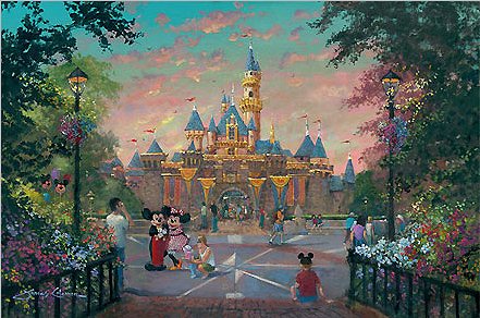 James Coleman Signed and Numbered Hand Embellished Limited Edition Giclee on Canvas:"Disneyland - Twilight Beauty"