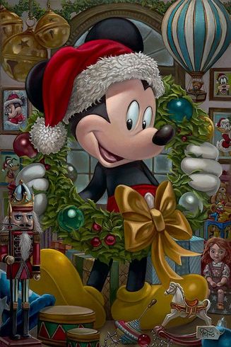 Jared Franco Signed Disney Ltd Ed Gallery Wrap Canvas:"Christmas Mickey"