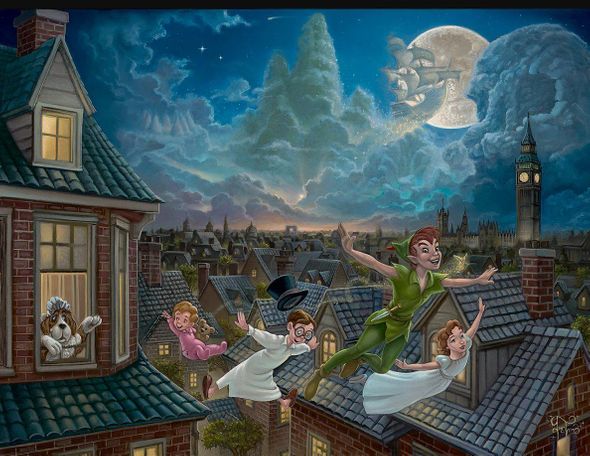 Jared Franco Signed Disney Ltd Ed Gallery Wrap Canvas:"Off to Neverland"