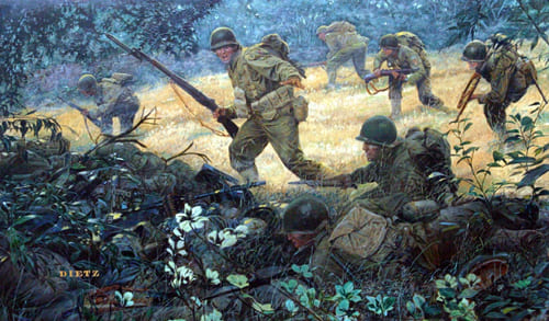 JAMES DIETZ 25X15 Secondary Market Art: "SPEARHEAD OF ATTACK"